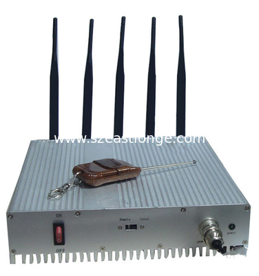 China Remote Control 3G Cell Phone Signal Jammer 5 Bands Stationary Indoor Use supplier