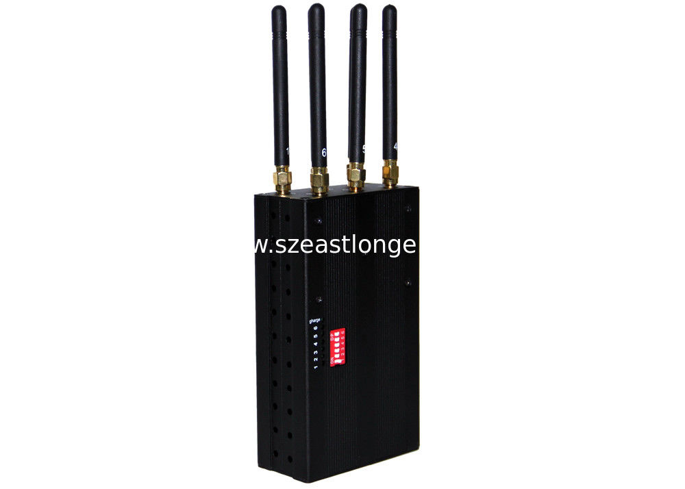 10 Meters Range Portable Cell Phone Jammer 30dbm With DCS / PHS , 6 Antenna