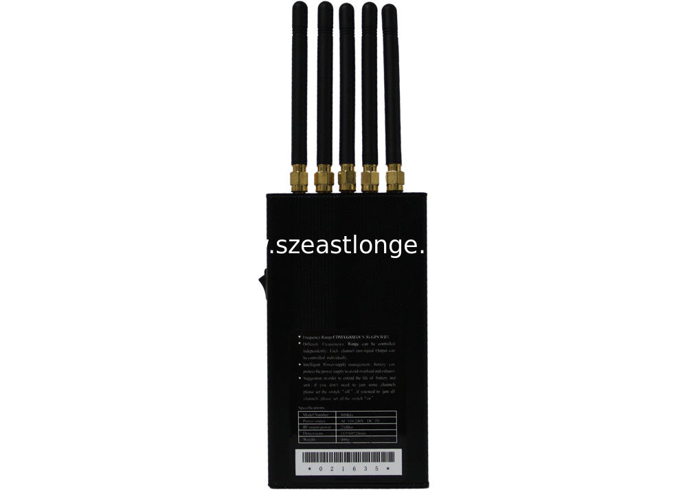 Black GPS Cell Phone Signal Jammer For Schools , 5 W CDMA / GSM Blocker