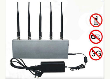 6W Wifi + 2G + 3G Cell Phone Signal Jammer With 5 Antennas