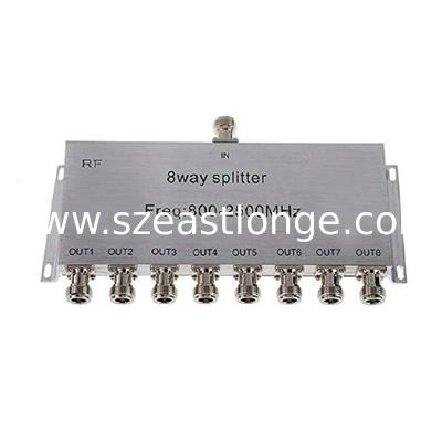 High Isolation 8 Way Power Divider / Power Splitter 800-2500MHZ , N-female Connector